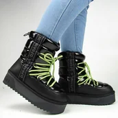 Śniegowce damskie - D.Franklin DFSH371007 Śniegowce damskie ocieplane na platformie czarne - miniaturka - grafika 1