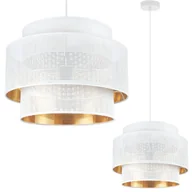 Lampy sufitowe - Lampa sufitowa wisząca Asti Trio biała glamour 1xE27 abażur okrągły siatka 40cm biały/złoty Light Home LH - miniaturka - grafika 1