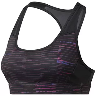 Reebok Damski biustonosz Ts Runlux Racer AOP Sport, czarny/biały, M - Biustonosze - miniaturka - grafika 1
