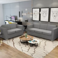 Komplety wypoczynkowe - Komplet wypoczynkowy 3+2 jasnoszary materiał - miniaturka - grafika 1
