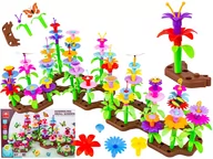 Klocki - Klocki Konstrukcyjne 222 elementy, Zestaw Do Zbudowania Kwiatowej Kompozycji, Ogród + Kwiatki - miniaturka - grafika 1