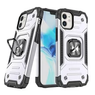 Etui i futerały do telefonów - Wozinsky Ring Armor etui iPhone 14 pancerny pokrowiec uchwyt magnetyczny ring srebrne - miniaturka - grafika 1