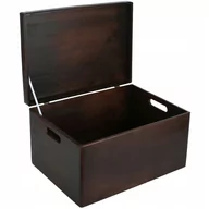 Pudełka i szkatułki - Drewniane pudełko skrzynka z wiekiem i uchwytami, 40x30x24 cm, brązowe, do decoupage dokumentów zabawek narzędzi - miniaturka - grafika 1