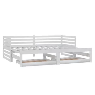 Łóżko wysuwane, lite drewno sosnowe, białe, VidaXL, 2x90x200 cm - Łóżka Łóżko wysuwane, lite drewno sosnowe, białe, VidaXL, 2x90x200 cm - Łóżka - miniaturka - grafika 1