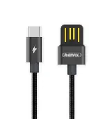Kable USB - Remax Silver Serpent RC-080a kabel w metalowym oplocie przewód USB / USB Type C 2.1A 1M czarny 6954851276135 - miniaturka - grafika 1