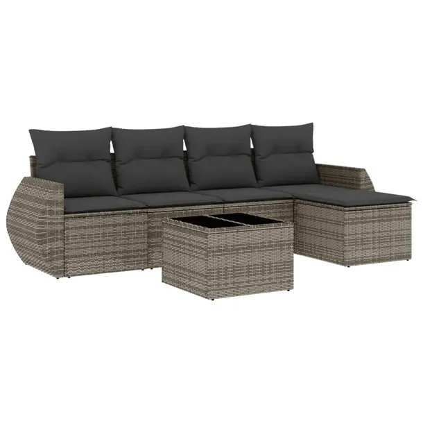 Zestaw wypoczynkowy ogrodowy szary rattan PE 71x62x69cm