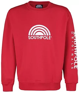Southpole Bluza męska 3D Crewneck Sweater, sweter z haftem 3D dostępny w kolorze czerwonym i czarnym, rozmiary S - XXL, Sp Red, S - Swetry męskie - miniaturka - grafika 1