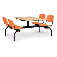 Stoły z krzesłami - Zestaw kuchenny 1930 x 1200 - siedziska pomarańczowe, blat buk - miniaturka - grafika 1