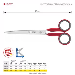 KRETZER FINNY ZIPZAP/HOBBY 782018 Nożyczki krawieckie, uniwersalne, dł. 7"/18 cm - Nożyczki - miniaturka - grafika 1