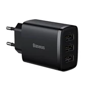 Ładowarki do telefonów - Baseus Compact Quick Charger, 3x USB, 17W czarna - miniaturka - grafika 1