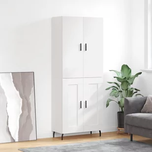 vidaXL Witrynka, biała, 69,5x34x180 cm, materiał drewnopochodny - Witryny - miniaturka - grafika 1