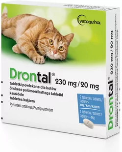 Drontal, tabletki na robaki i pasożyty u kota - 4 tabletki: - Artykuły przeciw pasożytom - miniaturka - grafika 1