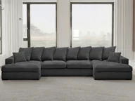 Narożniki - Sofa w kształcie U GABON narożnik z funkcją spania tkanina Zoom grafitowy - miniaturka - grafika 1