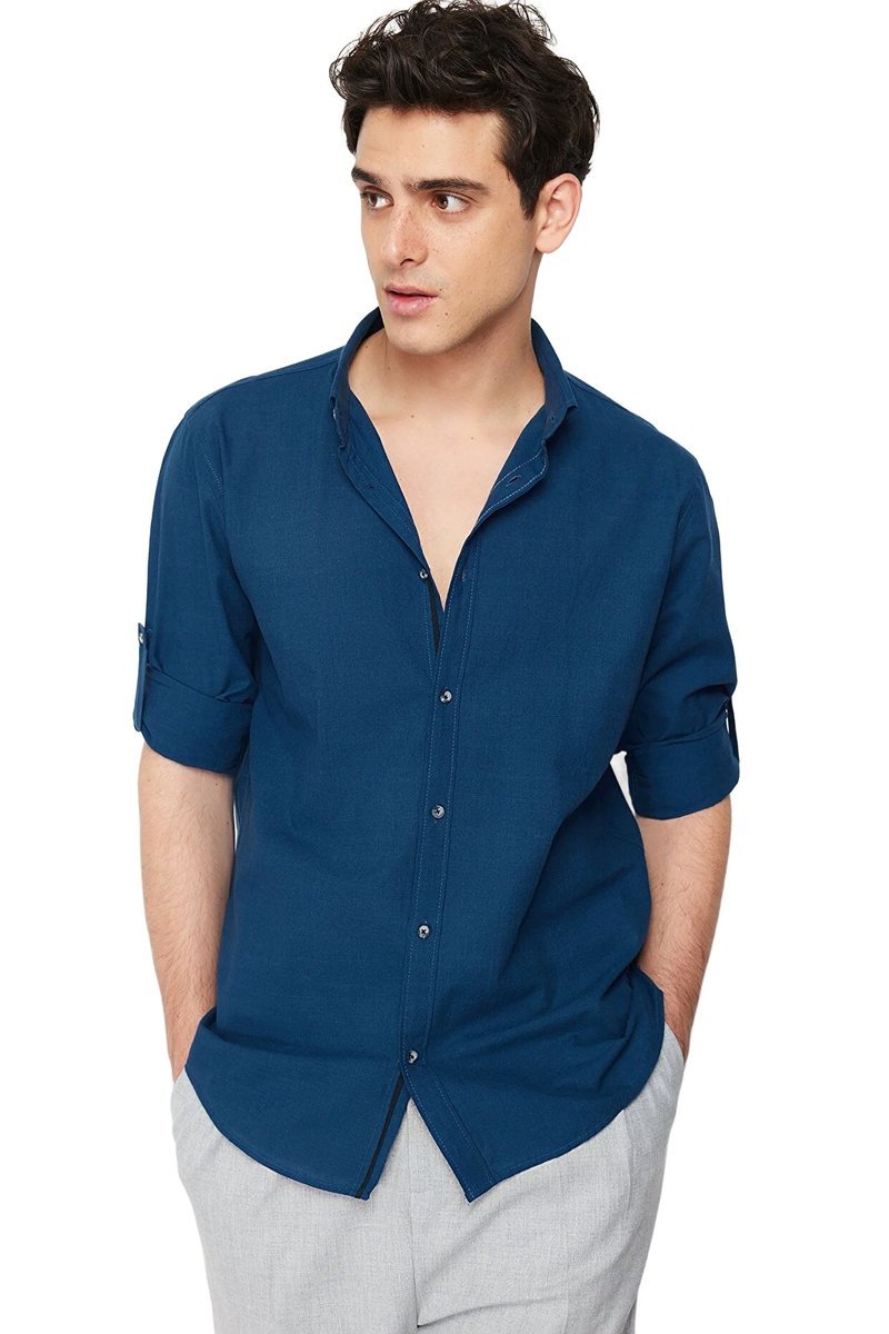 TRENDYOL MAN MĘSKA KOSZULA CASUAL NIEBIESKA Z DŁUGIM RĘKAWEM XXL 5DA