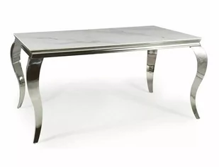 Stół do jadalni glamour PRINCE CERAMIC BIAŁY CALACATTA/CHROM 150X90 - Stoły - miniaturka - grafika 1