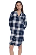 Bielizna nocna - Flanelowa koszula damska TERESA XL Ciemnoniebieski - miniaturka - grafika 1