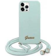 Etui i futerały do telefonów - Guess GUHCP12LLSCLMGLB iPhone 12 Pro Max 6,7" jasno niebieski/light blue hardcase Metal Logo Cord GUE001082 - miniaturka - grafika 1