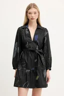 Sukienki - Desigual sukienka bawełniana PISOS kolor czarny mini prosta 25WWVW06 - miniaturka - grafika 1