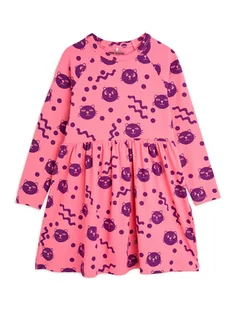 MINI RODINI Sukienka codzienna Squiggly Cats 2515010628 Różowy Regular Fit - Sukienki i spódniczki dla dziewczynek - miniaturka - grafika 1