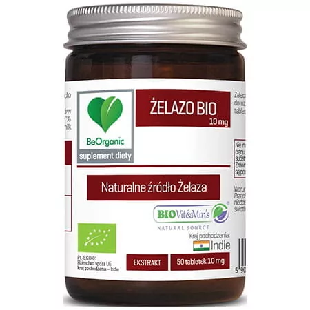 Beorganic Żelazo BIO 10 mg Naturalne źródło Żelaza (50 tab) BeOrganic brg-038