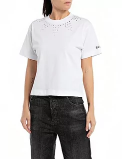 Koszulki i topy damskie - Replay koszulka damska boxy fit, 001 White, S - grafika 1