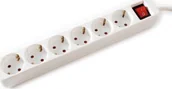 Kable - Kabel zasilający Value VALUE 6-drożna listwa zasilająca z wyłącznikiem, biała, 1,5 m - miniaturka - grafika 1