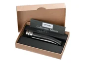 Noże - Opinel Slim nr 10 długość po otworzeniu: 22.5 cm drewno hebanowe pudełko na prezent torba nóż, wielokolorowa, One Size OP01708 - miniaturka - grafika 1