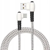 Kable USB - KABEL USB SZNUREK QUICK CHARGE USB DŁUGI TYP C KĄTOWY BOCZNY SZARY SZYBKIE - miniaturka - grafika 1