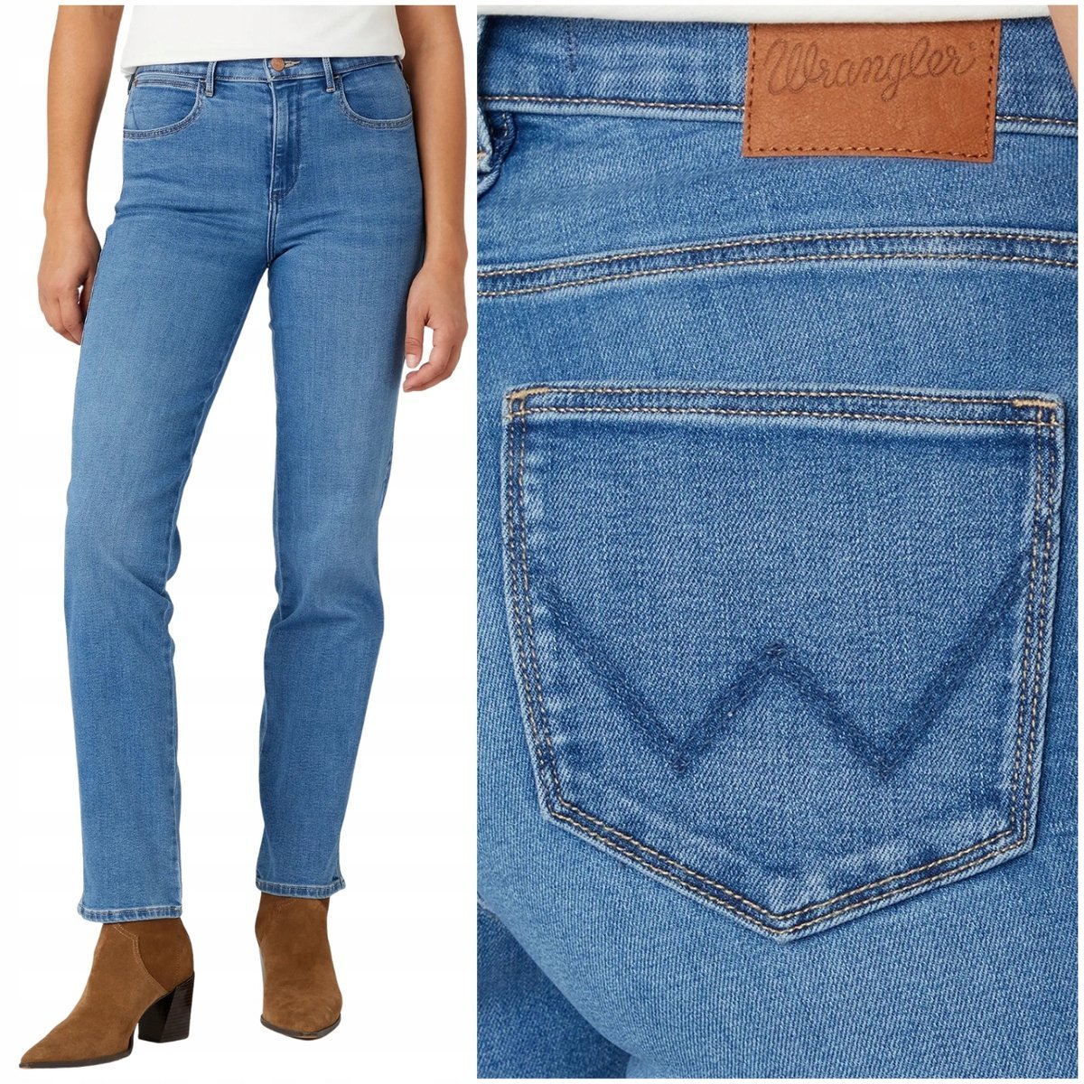 Wrangler STRAIGHT Aurelia proste wysokie damskie spodnie jeansowe W29 L34