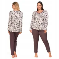 Piżamy damskie - Piżama Damska Delikatna Koronka Kwiaty Wiskoza Długi Rękaw Spodnie MORAJ M - miniaturka - grafika 1