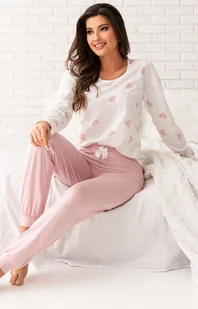 Piżama bawełniana z długimi spodniami różowo-ecru Sweet long, Kolor różowo-ecru, Rozmiar S, Donna - Primodo.com - Piżamy damskie - miniaturka - grafika 1