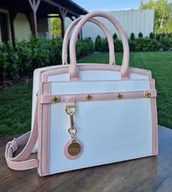 Torebki damskie - Elegancka torebka MENBUR biała z beżową lamówką wygodna szykowna - miniaturka - grafika 1