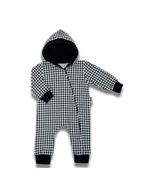 Pajacyki dla niemowląt - Dziecięcy pajac dresowy w pepitkę czarny Nicol,r.80 - miniaturka - grafika 1