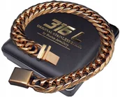 Bransolety męskie - GRUBA ZŁOTA BRANSOLETA MĘSKA STAL CHIRURGICZNA - miniaturka - grafika 1