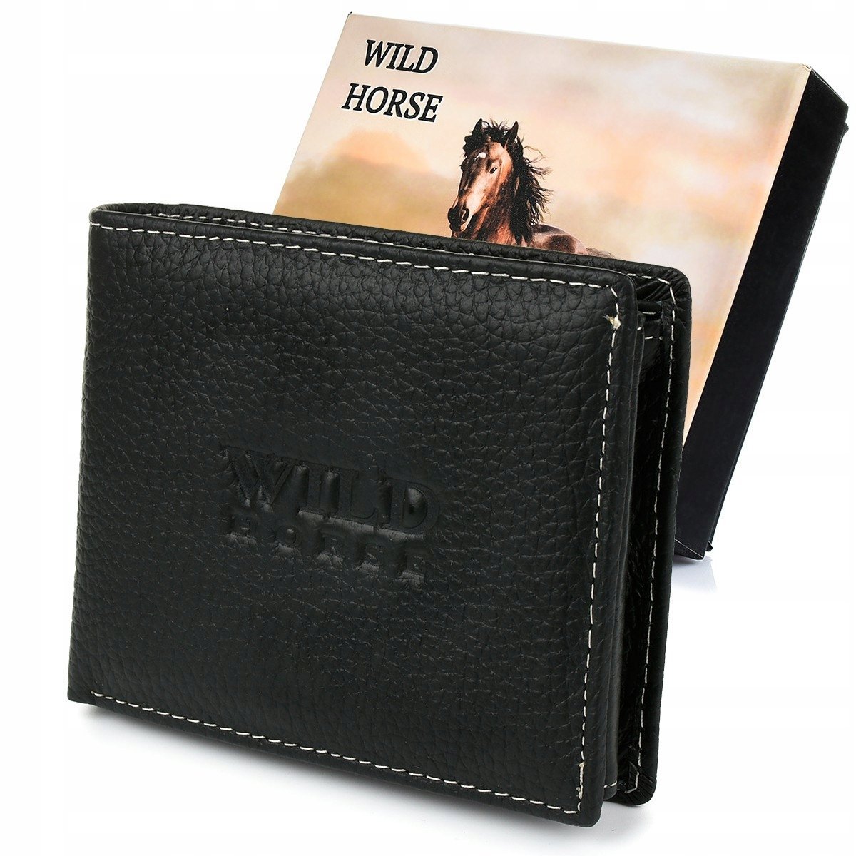 Portfel skórzany męski duży czarny Wild Horse RFiD