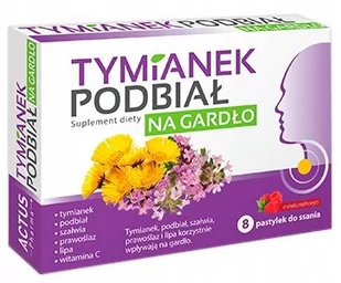ACTUS PHARMA Tymianek Podbiał na gardło 16 pastylek 8714341 - Przeziębienie i grypa - miniaturka - grafika 1