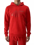 Bluzy męskie - Męska dresowa bluza z kapturem 4F M1464 pomarańczowy XXL - miniaturka - grafika 1