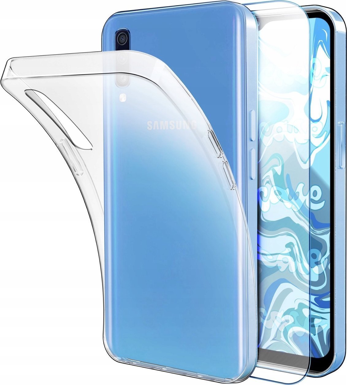Hello Case Etui Do Samsung Galaxy A70 Przezroczyste, Silikonowe, Ochronne Szkło 9H