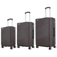 Walizki - Zestaw walizek SEMI LINE T5788-0 Brązowy - miniaturka - grafika 1