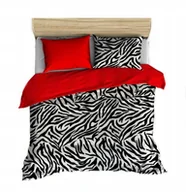 Pościel - pościel z polaru 180x200 + 2 poszewki P 305-6 DUO zebra czarna / czerwony - miniaturka - grafika 1