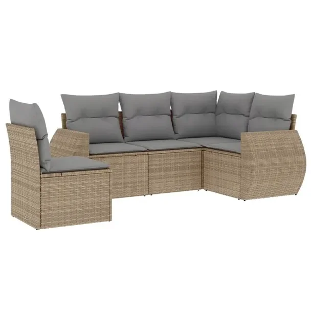 Zestaw mebli ogrodowych z rattanem PE, beżowy, wymiary: 71x62x69 cm, 62x62