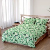 Pościel - Pościel bawełniana 220x200 Planta beżowa zielona liście Bawełna 3 - miniaturka - grafika 1
