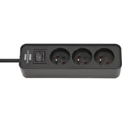 Przedłużacze i rozgałęźniki - Brennenstuhl Ecolor 1153234000 / 3-gniazda z wyłącznikiem i kablem 1,5m, czarny - miniaturka - grafika 1