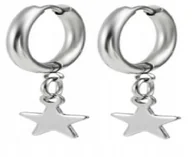 Kolczyki - SREBRNE Kółko Kolczyki Do Uszu Gwiazda Gwiazdka HUGGIE SS316L - miniaturka - grafika 1