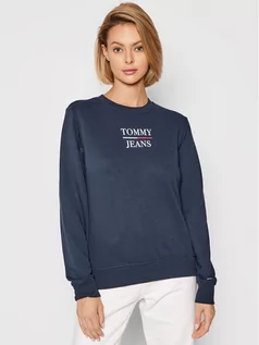 Bluzy damskie - Tommy Jeans Bluza Terry lLogo DW0DW09663 Granatowy Regular Fit - grafika 1