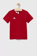 Koszulki dla dziewczynek - adidas Performance t-shirt bawełniany dziecięcy ENT22 TEE Y kolor czerwony gładki - miniaturka - grafika 1