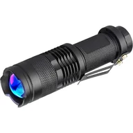 Latarki - Latarka ultrafioletowa z czarnym światłem, z funkcją zoomu, idealna do sprawdzania banknotów, inspekcji dokumentów, polowań - miniaturka - grafika 1