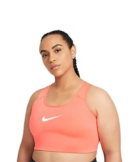 Biustonosze - Nike Damski biustonosz sportowy Swoosh Plus Size Bra Bright Mango/(White) 3xl BQ0973-854 - grafika 1