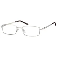 Okulary korekcyjne, oprawki, szkła - Oprawki korekcyjne zerówki okulary prostokątne metalowe 510D srebrne - miniaturka - grafika 1