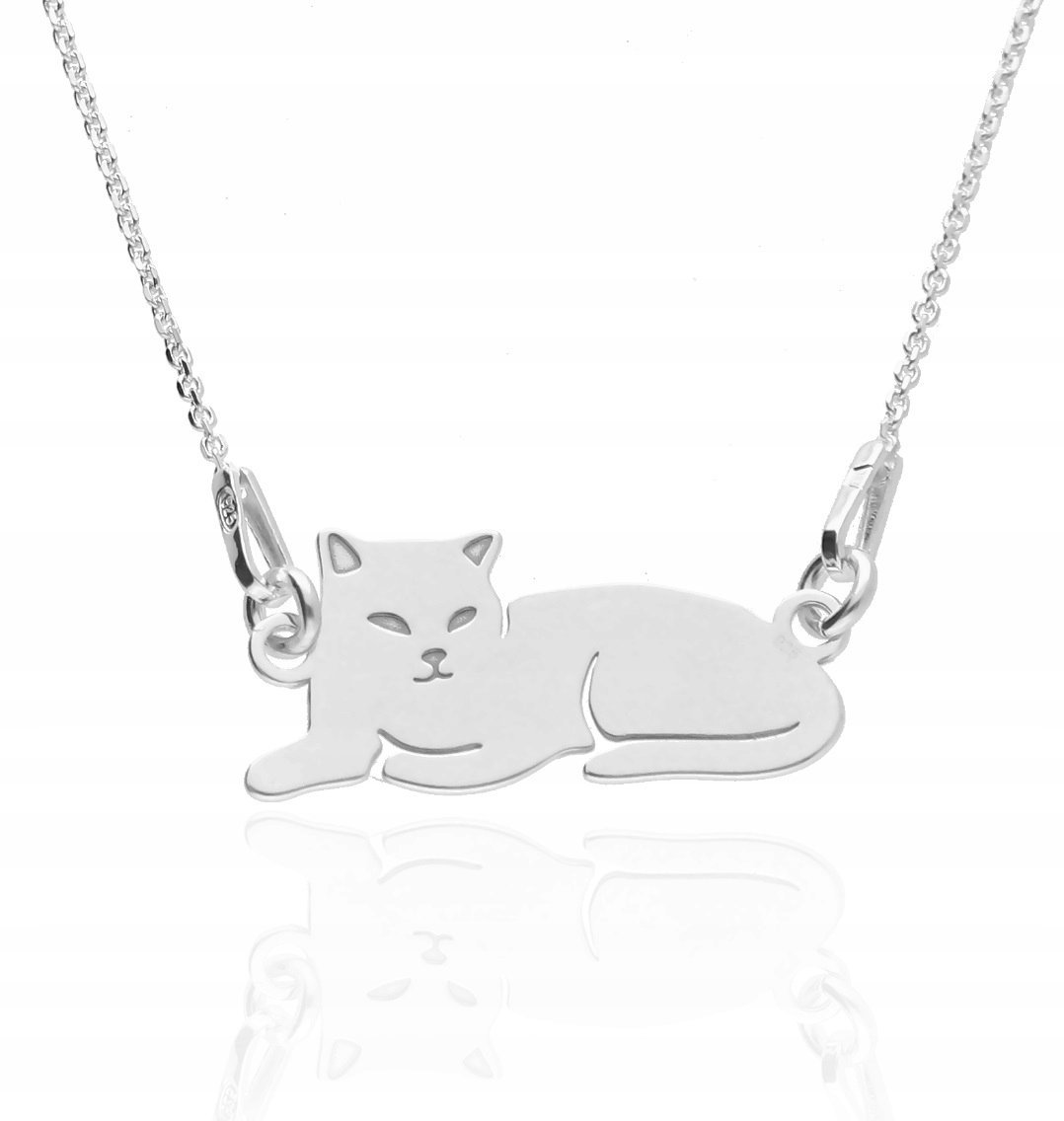 Srebrny naszyjnik z kotem KOT DACHOWIEC CELEBRYTKA srebro 925 pozłacane